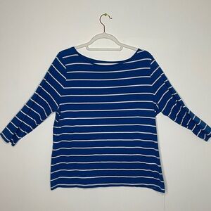Merona Navy and White Striped Long Sleeve Top